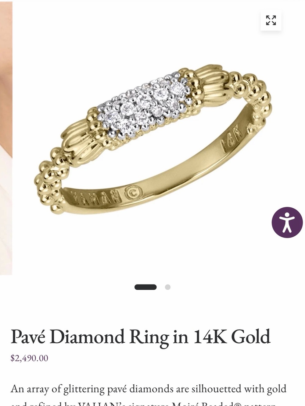 VAHAN 14K Gold Pavé Diamond Ring - solid Gold with White natural diamonds